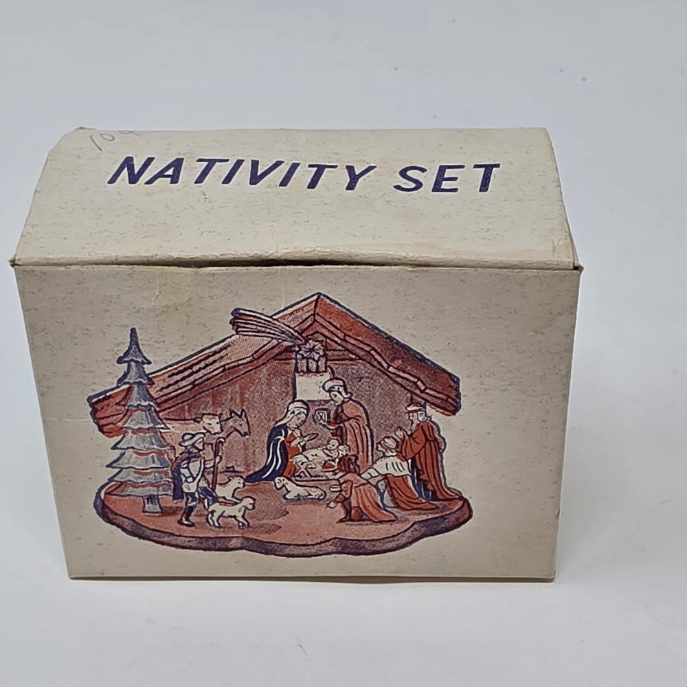 Vintage Shiny Brite Miniature Plastic Nativity Scene With Original Box - Picture 15 of 16